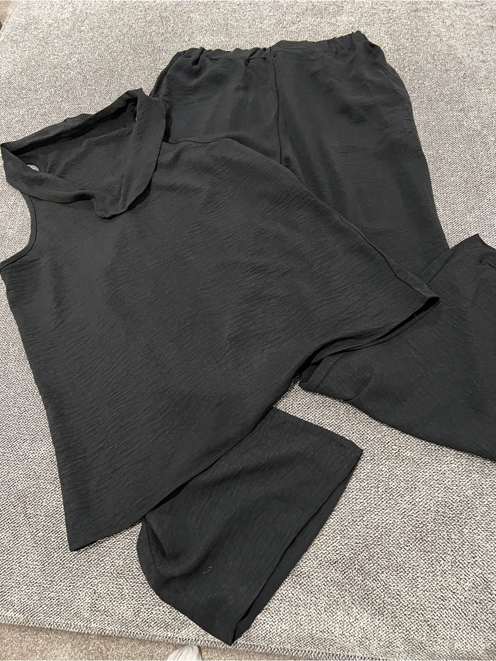 Black Pant Set with Wide Leg Pants and Sleeveless Top
